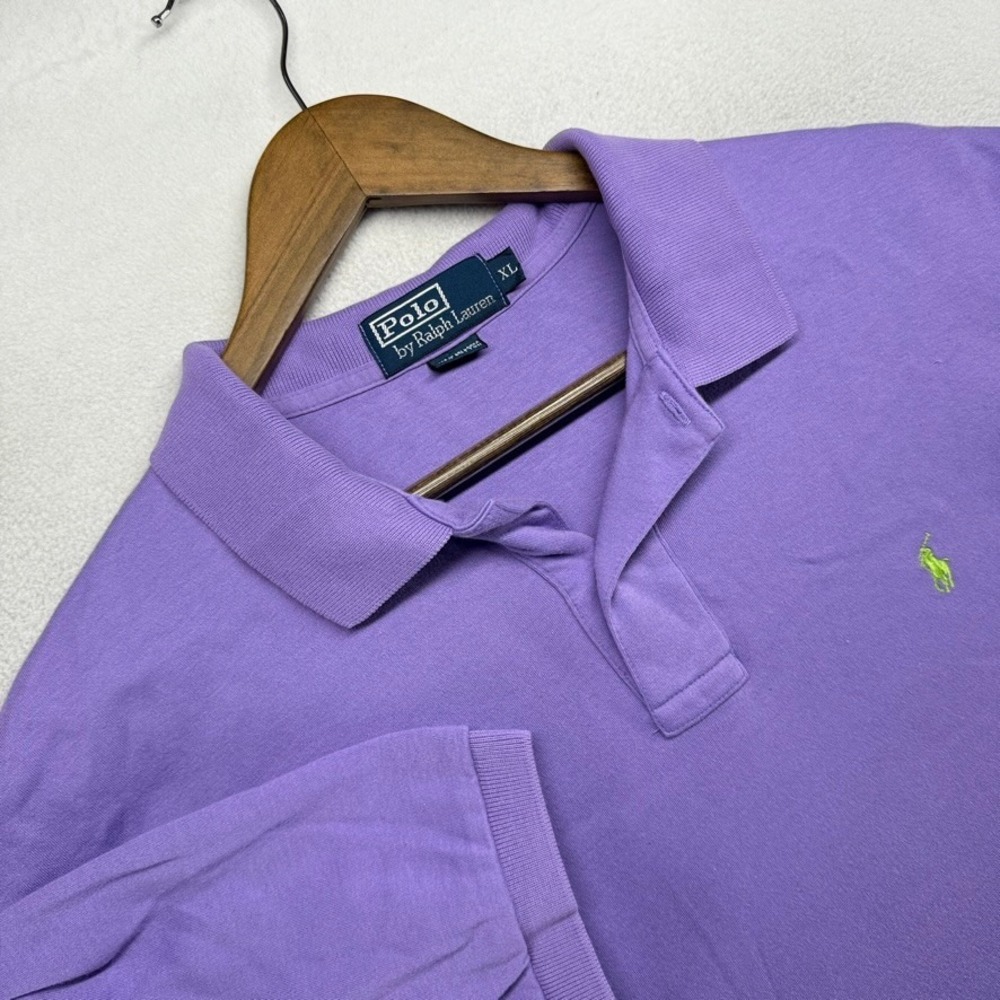 Vintage Ralph Lauren Polo Shirt Mens XL Purple Golf Embroidered Knit Preppy 90s